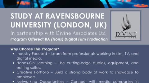 BA (Hons) Digital Film Production – Powered by Divine Associates Ltd