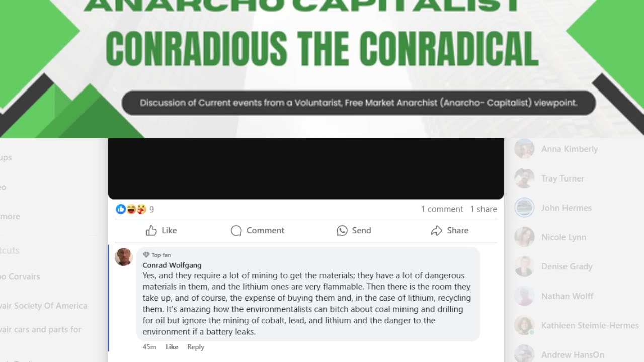 Facebook post on Batteries