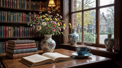 📚☕ Smooth Jazz for Reading & Relaxation — Cozy Library Ambience with Coffee & Books