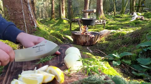 Whole Chicken Prepared in the Forest Relaxing Cooking