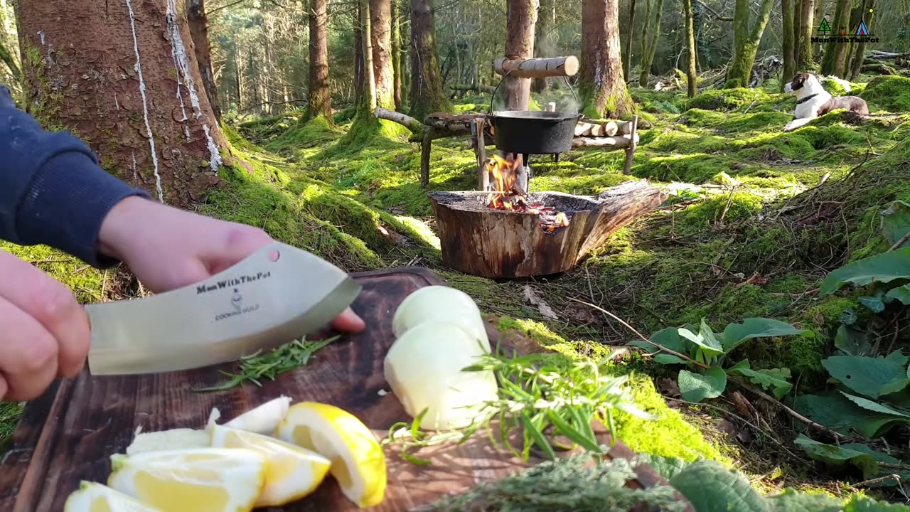 Whole Chicken Prepared in the Forest Relaxing Cooking