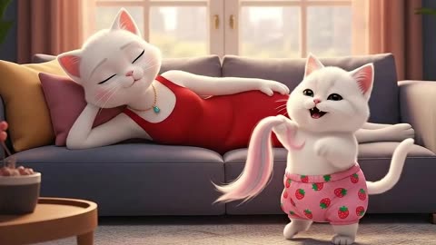Mischievous little cat cut mother's hair and then made new one