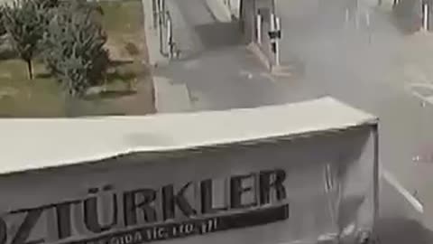 "Speeding Truck Loses Control at Toll Gate – Crashes Into Parked Cars | CCTV Footage"
