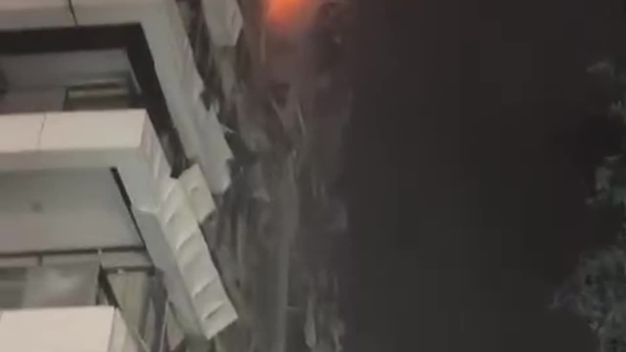 Extensive damage to a building that suffered a direct hit near Tel Aviv