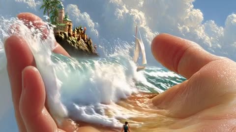A dreamy seascape cradled in the palm of a hand