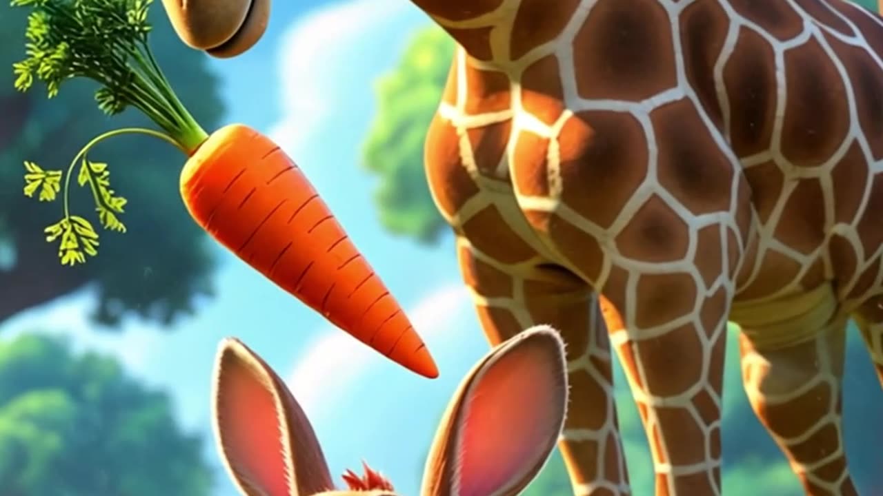 LITTLE RABBIT AND A GIRAFFE #ai #aishorts #aigenerated #aivideo #aivideoviral #aianimation