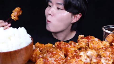 Rice with Fried Chicken Mukbang