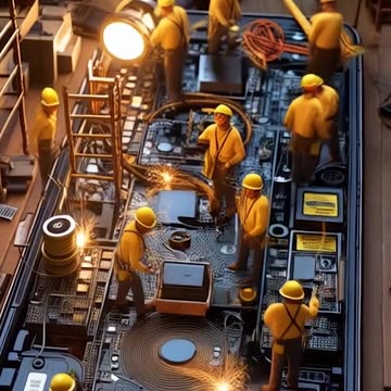 Miniature Workers Fixing a mobile phone📱🔶 #tech #legos
