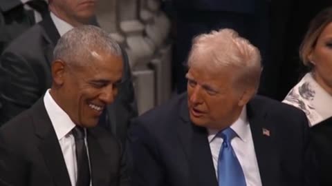 "Trump & Obama’s SHOCKING Funeral Chat REVEALED! You Won’t Believe What Made Obama Laugh…
