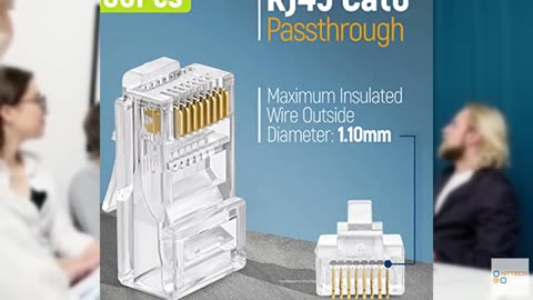 GTZ RJ45 Cat6 Pass Through Connectors Pack of 100 | Clear Ethernet Plugs for Uns