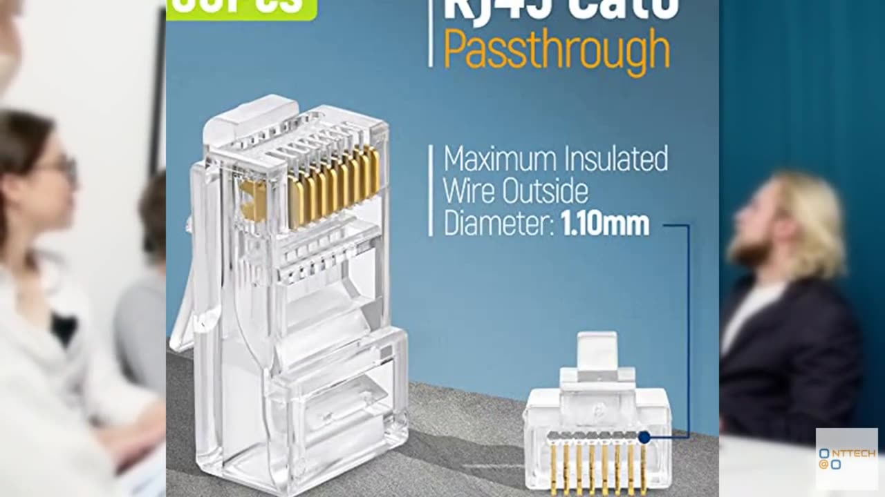 GTZ RJ45 Cat6 Pass Through Connectors Pack of 100 | Clear Ethernet Plugs for Uns