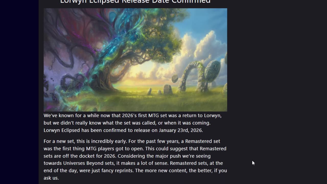 2 in universe sets announced for 2026 in mtg
