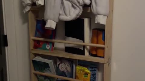 Wooden Kids Bookshelf – Wall-Mount Storage with Hooks for Toys & Books 📚🧸🪵