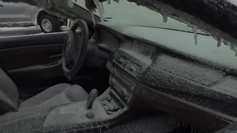 Frozen BMW on Lake Erie