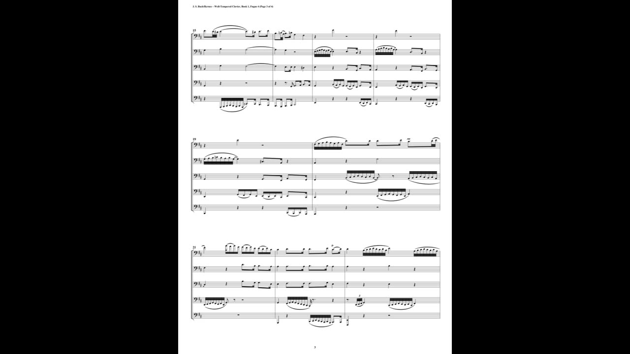 J.S. Bach - Well-Tempered Clavier: Part 1 - Fugue 05 (Euphonium-Tuba Quintet)