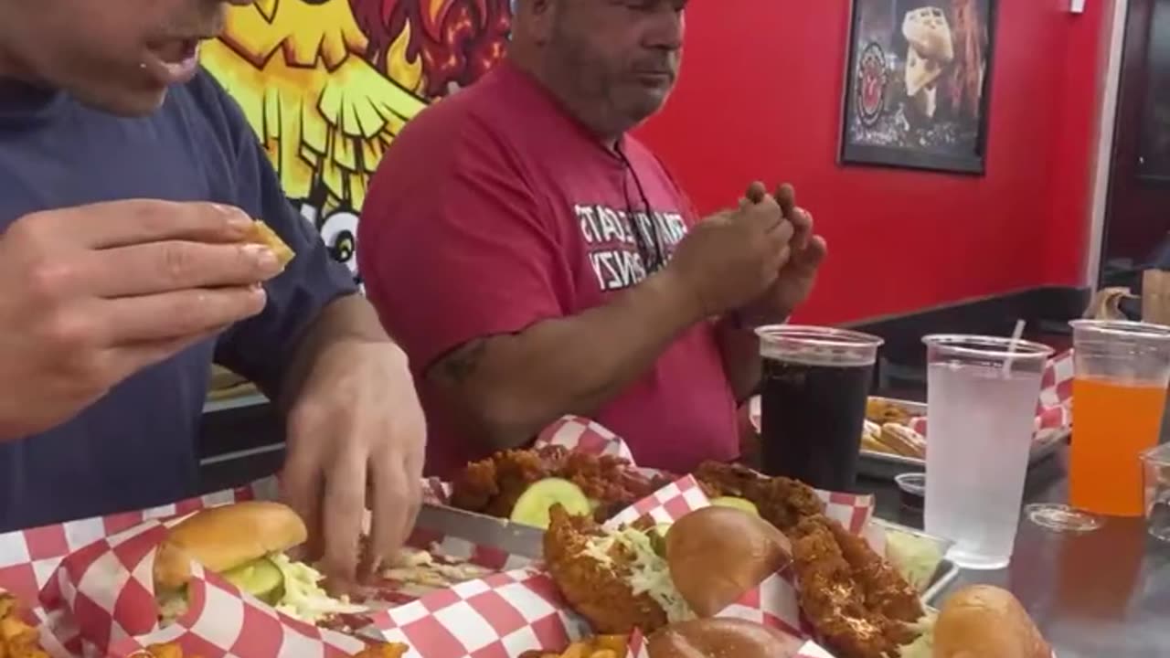 8 large Sambo's, 20 wings , 4 pounds of waffle fries