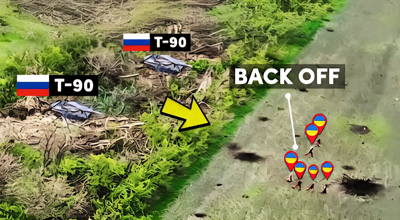 T-90 broke right into the trenches