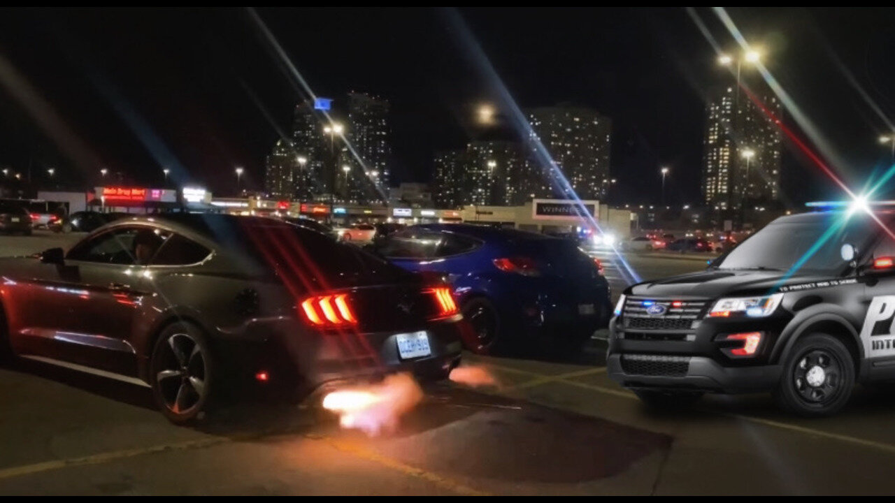 Crazy sounding mustang + car meets gets shut down
