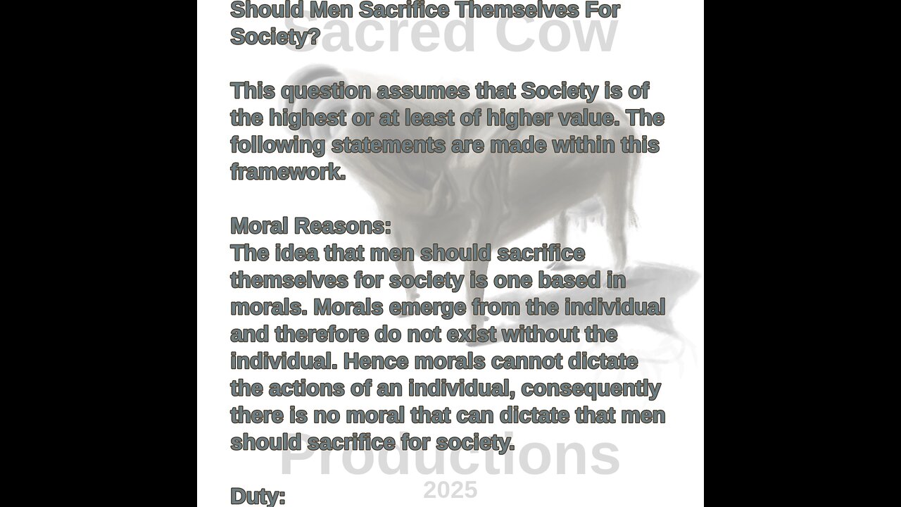 Should Men Sacrifice Themselves For Society?