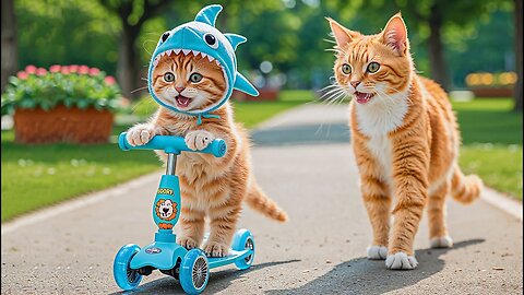 Mama Cat Works Hard at Ice Cream Shop to Buy Shark Hat for Kitten’s Dream Comes True 🐾🧢🦈