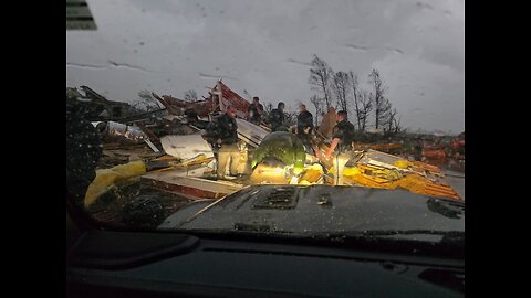 Tornado on the ground near Lake City, Arkansas.
