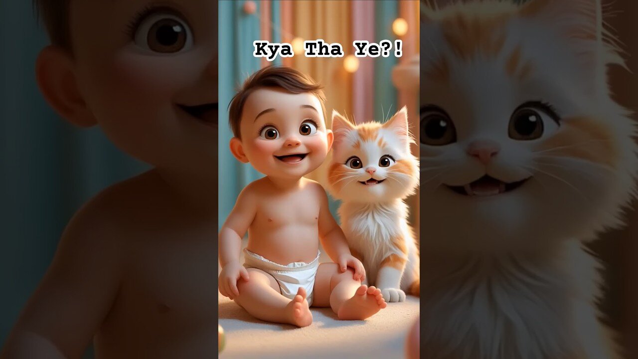 Baby and Kitten Get a Funny Surprise!
