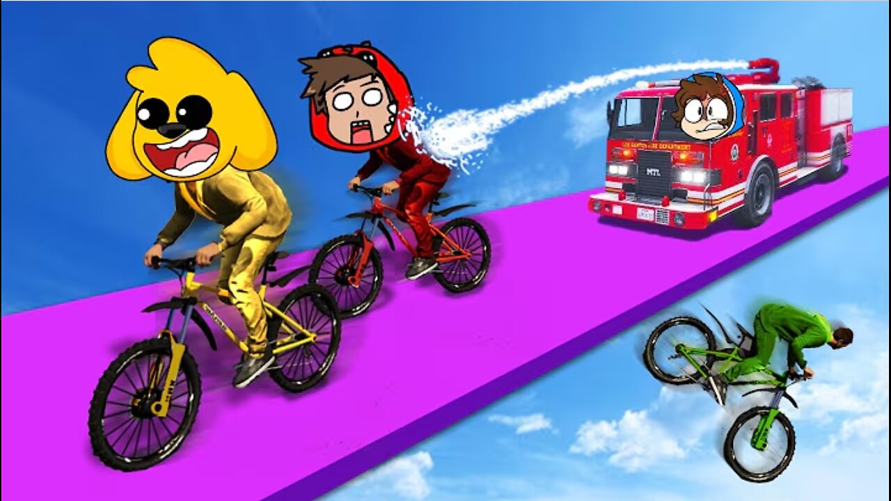 Fire Truck vs. Bikes! 😱😂 Extreme Crashes 🚒🚲 Mike Crack GTA 5 Online #7