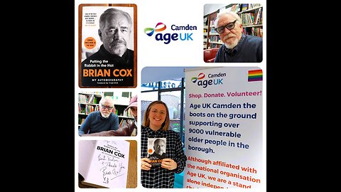 BRIAN COX ⭐️ (Scot actor) signed memoir donated to Age UK Camden charity HQ (4/12/23)
