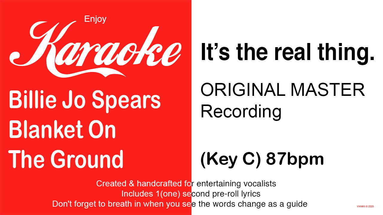 Billie Jo Spears - Blanket On The Ground (Key C) 87bpm (2025) Karaoke