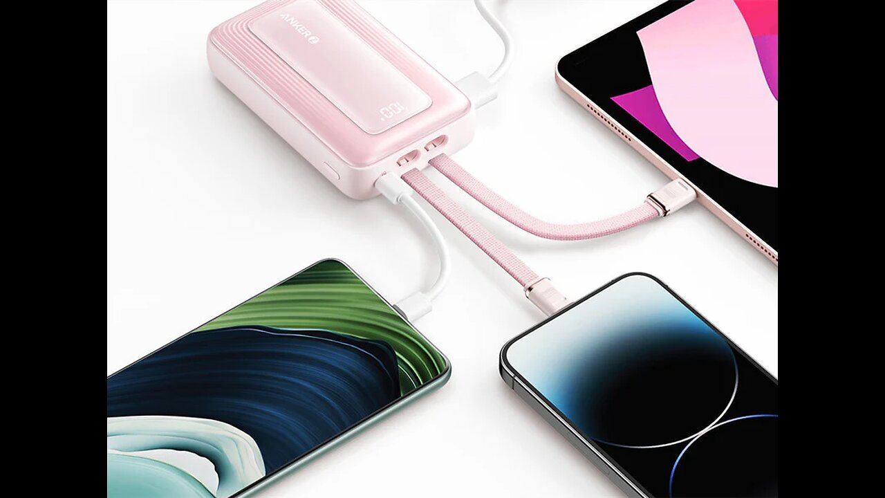 Fast-Charging Power Bank, 20,000mAh High Capacity with Built-In Cable