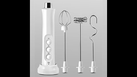 Rechargeable Handheld Milk Frother, with 3 Speed & 3 Interchangeable Heads for Latte, Coffee,Protein