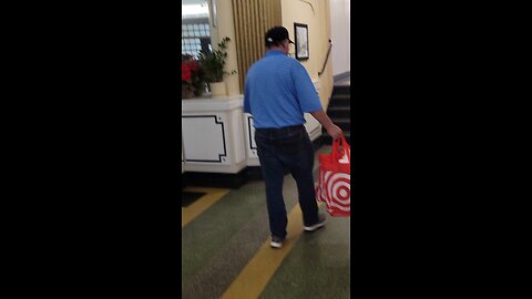 Caucasian racist male waiting. Masking how the engage in illegal stalking and harassment.