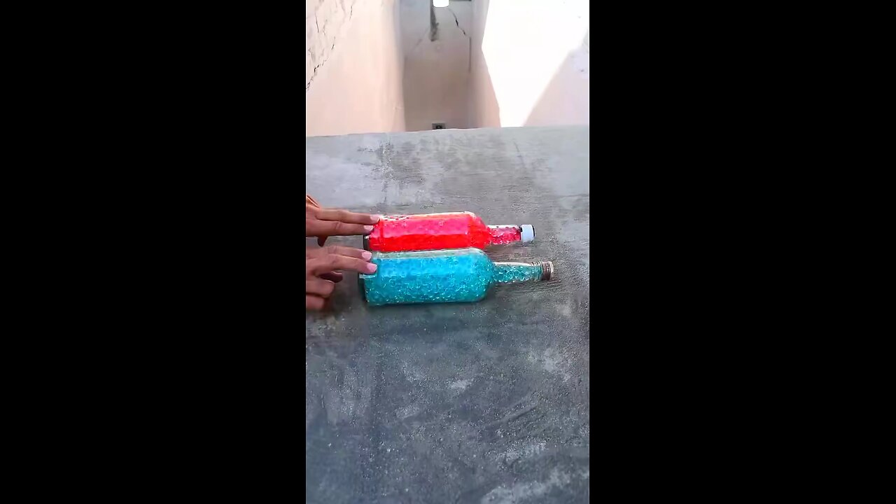 Incredible bottles falling from stairs