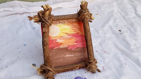 : DIY Rustic Wooden Frame Hand-Painted Sunset Art