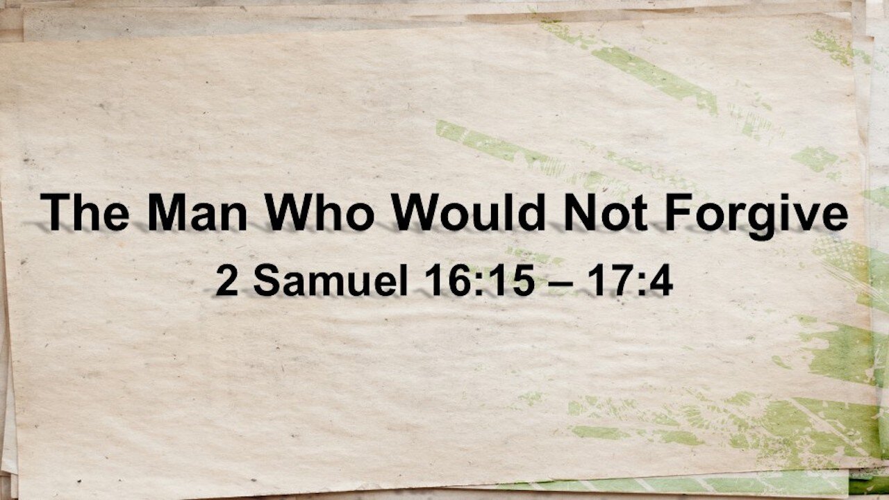 May 25, 2025 // The Man Who Would Not Forgive // Sunday Morning Worship