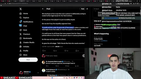 SNEAKO Reacts to Andrew Tate's Lawyer 's Defamation Against Him