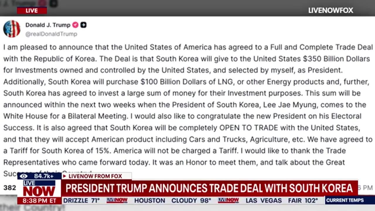 BREAKING: President Trump announces trade deal with South Korea