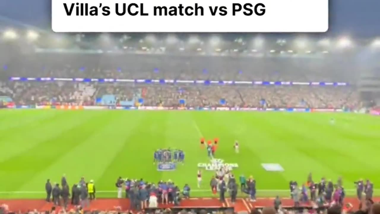 The Europa League anthem was played before Aston Villa’s Champions League quarter-final game vs PSG