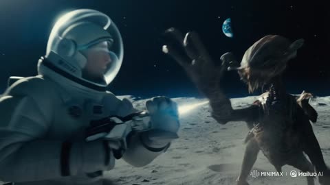 An astronaut fights with aliens on the moon #sciencefiction #IAgenerator