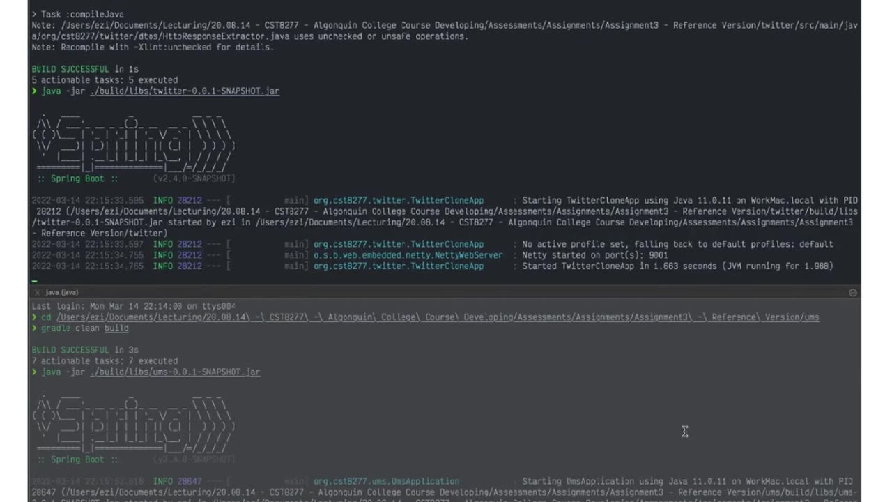 Student Work (Assignment) | CST8277 Assignment 3 API Integration Output | Algonquin College