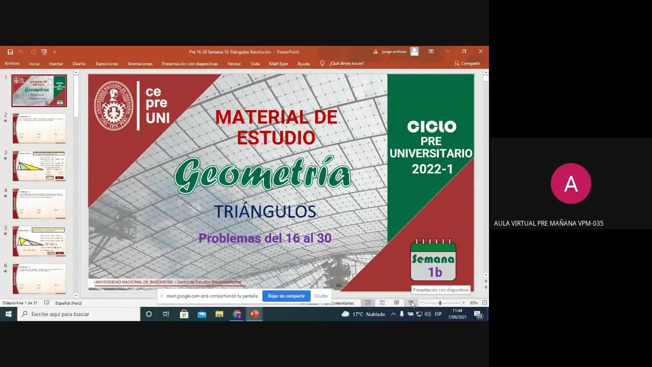 CEPRE UNI 2022 - 1 | Semana 02 | Geometría S1
