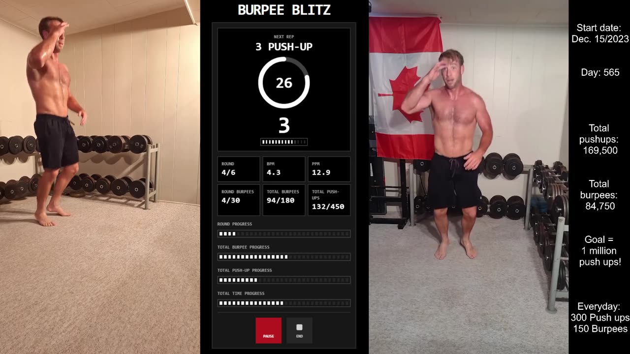 Everyday 300 push ups and 150 Burpees!