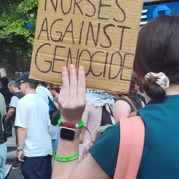 "The Bronx stands with Palestine" "Nurses against genocide"