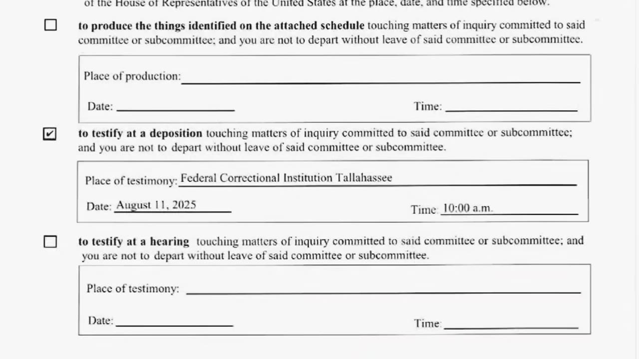 The House Oversight Committee has issued a subpoena to Ghislaine Maxwell