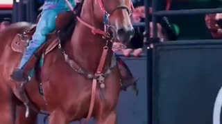 This little girl has great control over a horse that is bigger than her.