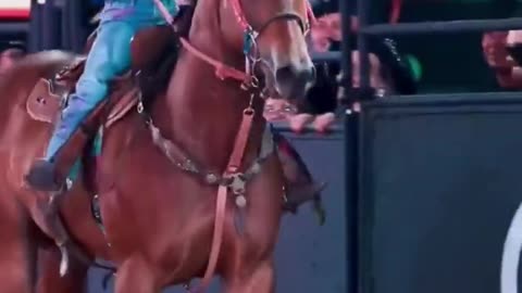 This little girl has great control over a horse that is bigger than her.