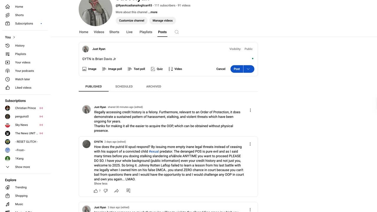 Brian Davis Jr Felonious Threats 13 Jul 25