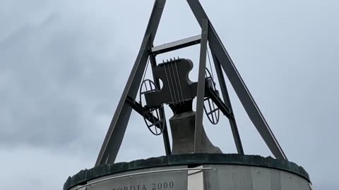 The Concordia 2000 peace bell rings at noon on the top of Plan de Corones, Kronplatz