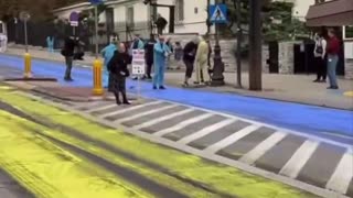Ukrainian Vandals Pour Paint on Russian Embassy’s Asphalt in Poland