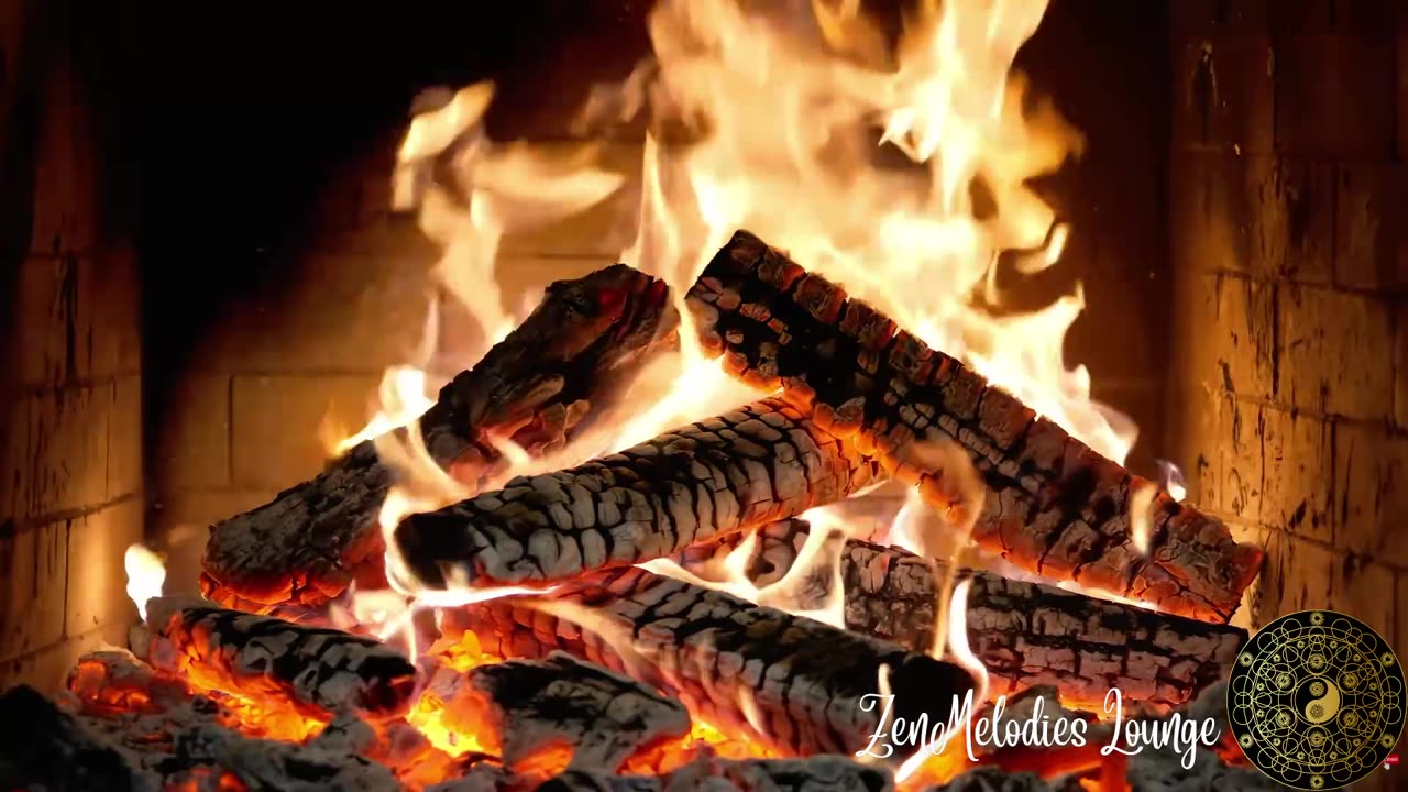 Jazz and crackling fireplace